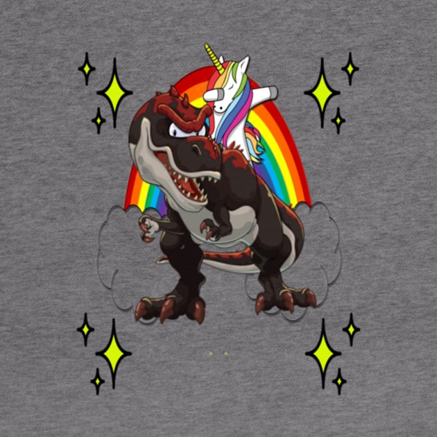 Unicorn riding a T-rex Dinosaur T Shirt by Xizin Gao